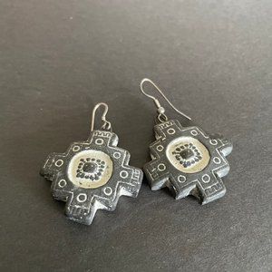 South American Clay Earrings from Bolivia - Aymara